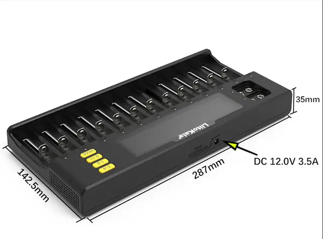 LiitoKala Lii-S12 Intelligent Charger 12 Slot Suitable for LiFeP04 Li-ion NiMH for 26700 26650 21700 18650 AA AAA C Batteries
