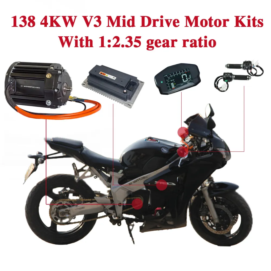 MOTOR QS 138 90H V3 with 1:2.35 Gear Box 4KW Mid Drive Motor