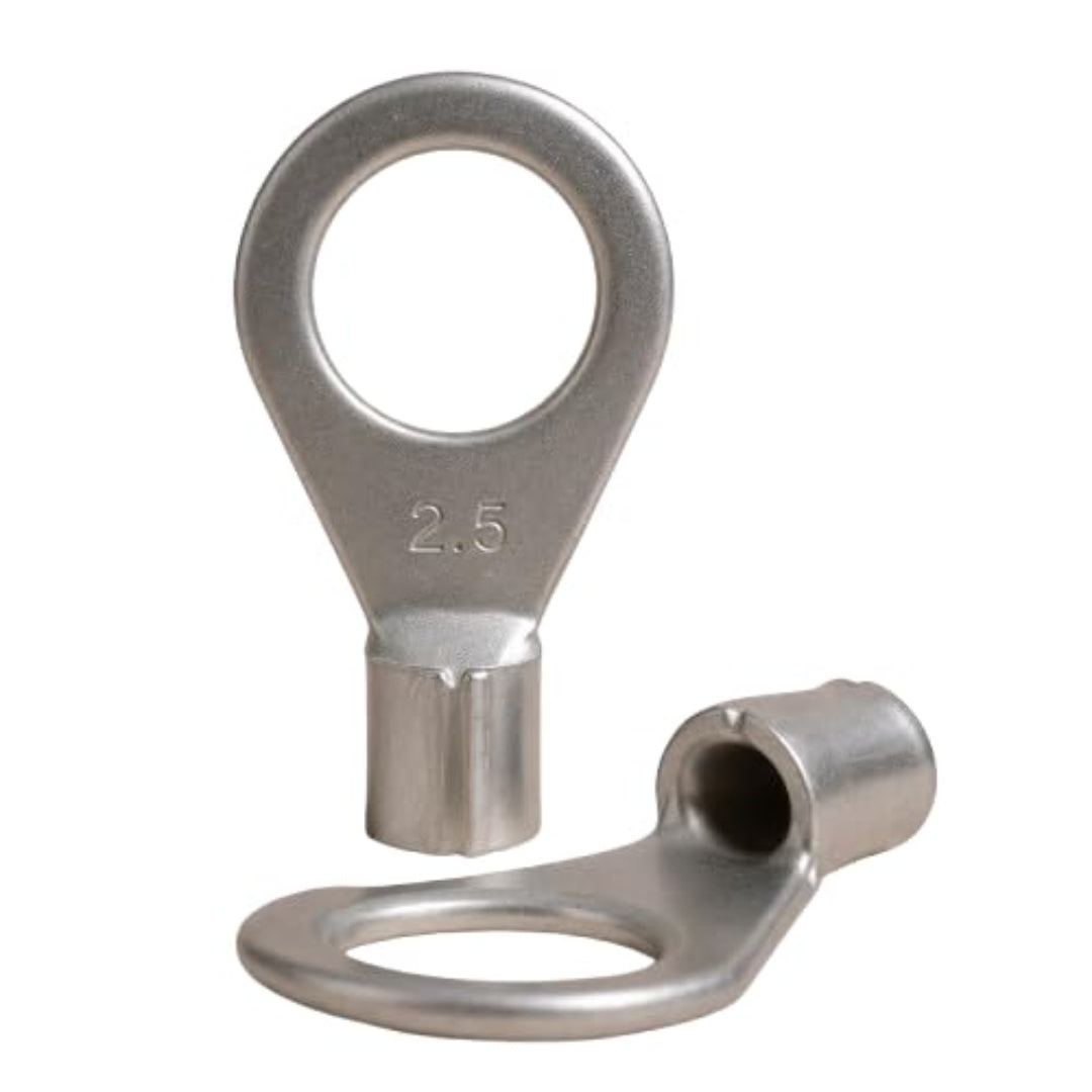 
Copper Cable Lug | 2.5SQMM CU 6MM HOLE | Pack of 50 pcs | Heavy Duty Wire Connector for Solar, Inverter & Battery Use | Tin Plated Ring Type Terminal Lug
