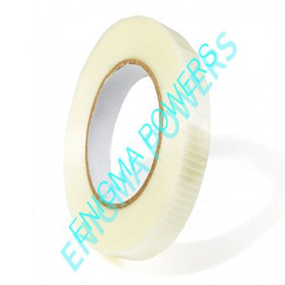 A roll of translucent white tape with a cardboard core, shown on a white background with a diagonal 'ENIGMA POWERS' watermark.