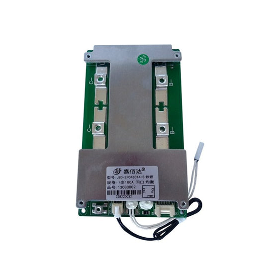 The JIABAIDA ZP04S014 BMS is built for 4-series LiFePO₄ battery packs, offering 100A continuous current with robust protection features including overcharge, discharge, short circuit, and thermal safeguards. Its low-resistance MOSFETs and built-in temperature sensors ensure efficient power management and battery longevity. Suitable for portable devices, e-bikes, and small solar setups.