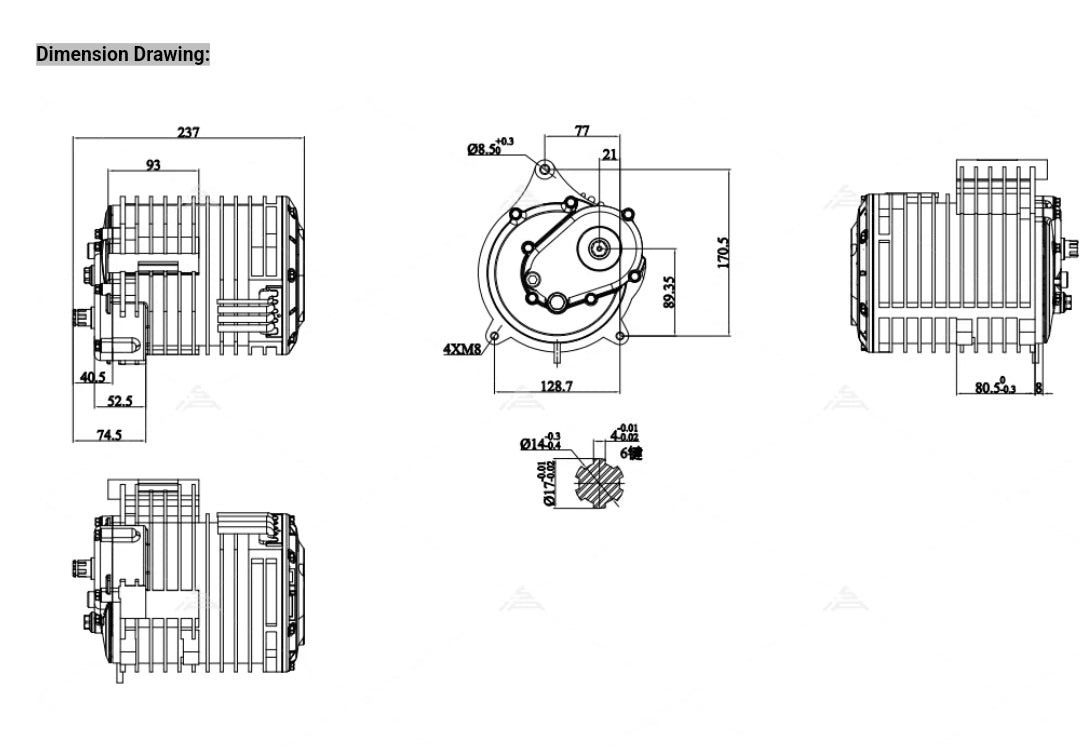 QS MOTOR QS138 V3 70H 3000W 72V 100kmph Mid Drive Motor with 1:2.35 Gearbox (Pre-order 5-7 days delivery time)