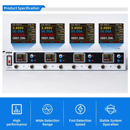 5v 50Amp 4 Channel Aging Load Capacity Tester for all Types Cells and Battery.