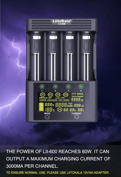 Intelligent Charger Test Battery Capacity for LiitoKala Lii-600 18650 26650 21700 26700 AA AAA Battery Charger